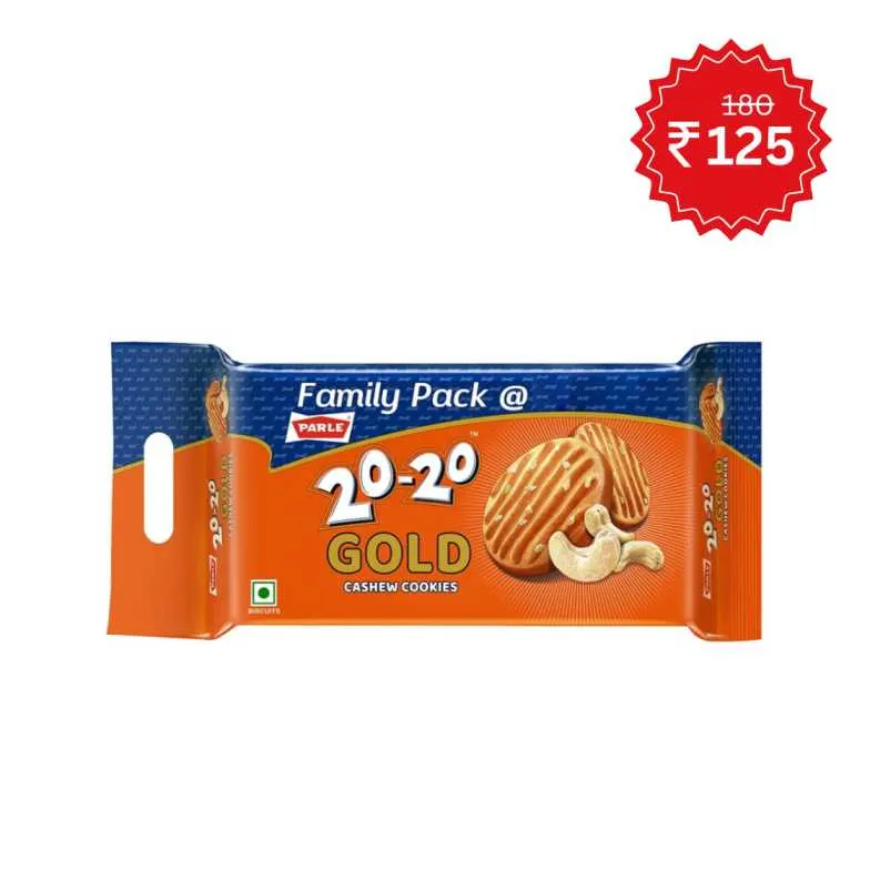 Parle 20-20 Gold Cashew Cookies Pouch 604gm